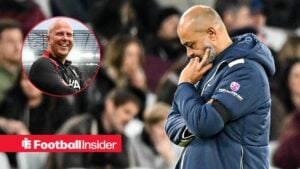 Premier League Manager Nuno Espirito Santo, the manager of West Ham, is in thought during the Premier League match between West Ham United and Liverpool at the London Stadium in Stratford, on November 30, 2025 / Arne Slot smiling at Anfield