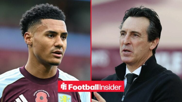 Ollie Watkins in action for Aston Villa with Unai Emery on the sidelines