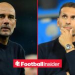 Pep Guardiola looking concerned alongside Khaldoon Al Mubarak with his hand on his chin