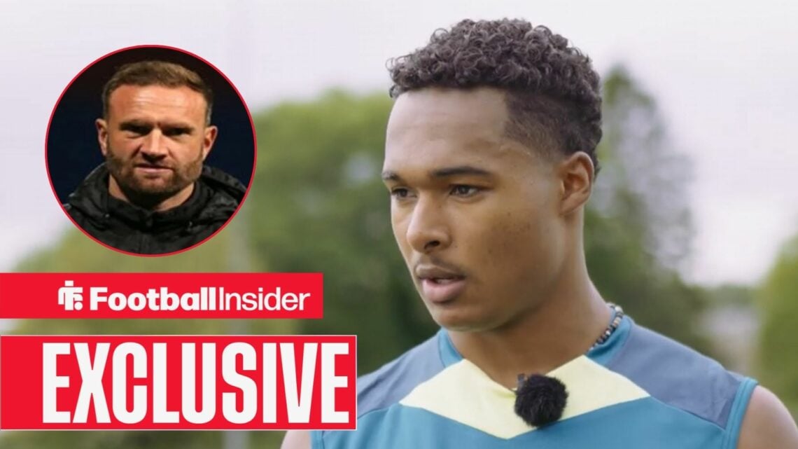 Reuell Walters in training with Luton, with Ian Evatt in a circular inset