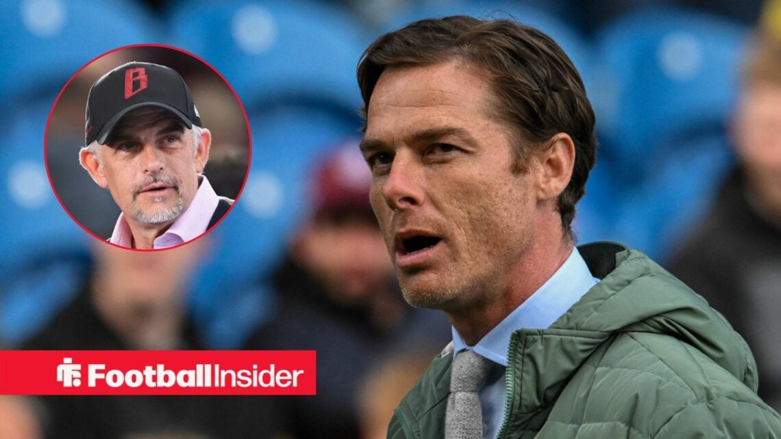 Scott Parker on the sidelines at Burnley with Alan Pace in a circular inset