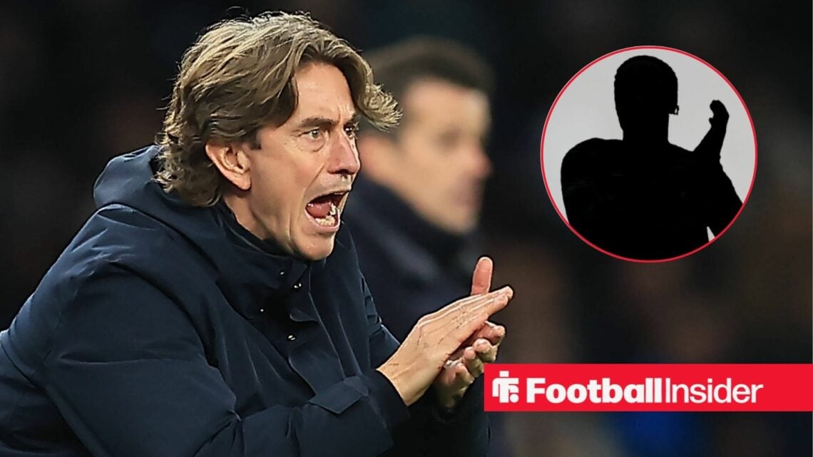 Thomas Frank screaming, Mathys Tel's silhouette in a circular inset