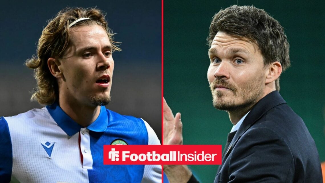 Todd Cantwell in action for Rangers, with Danny Rohl in a circular inset