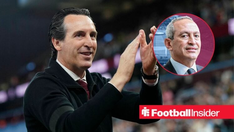 Unai Emery with Nassef Sawiris included in a circular inset