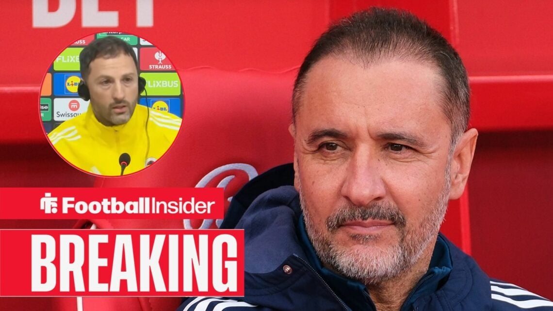 Nottingham Forest Head Coach Vitor Pereira seen during the Premier league football match between Nottingham Forest and Liverpool FC at the City Gro...