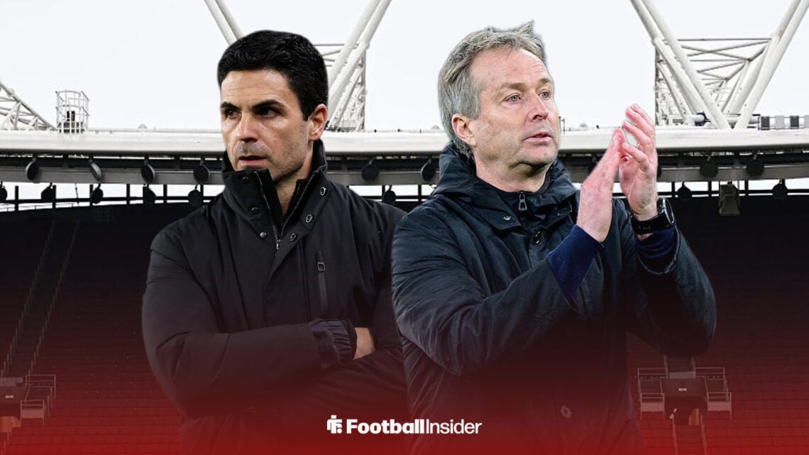 Mikel Arteta and Kasper Hjulmand at the Emirates Stadium