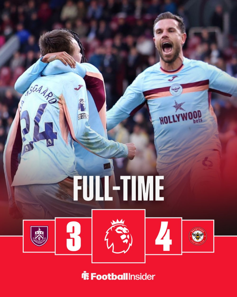 Brentford vs Burnley full time graphic