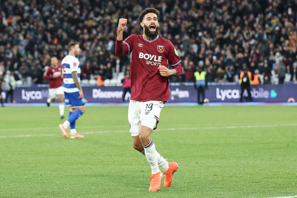 Pablo of West Ham United celebrates, 1-0, during the West Ham United v Queens Park Rangers Emirates FA Cup Third Round match at the London Stadium, London, England on 11 January 2026