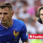 Aston Villa left-back Lucas Digne plays for France with manager Unai Emery inset