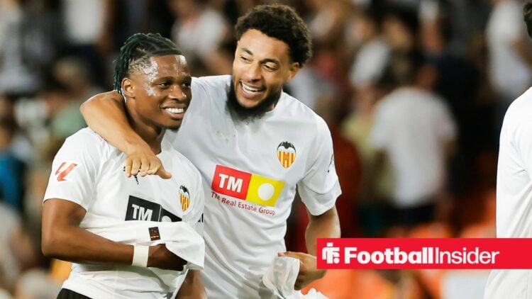 Largie Ramazani celebrating in Valencia shirt