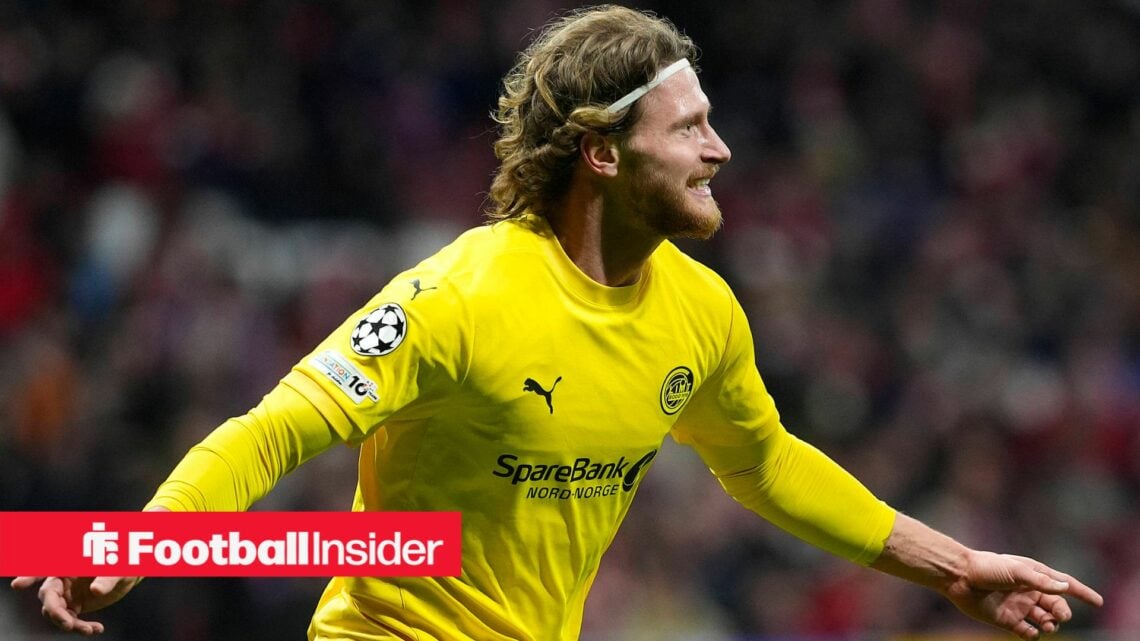 Bodo/Glimt striker Kasper Hogh celebrates after scoring in the Champions League