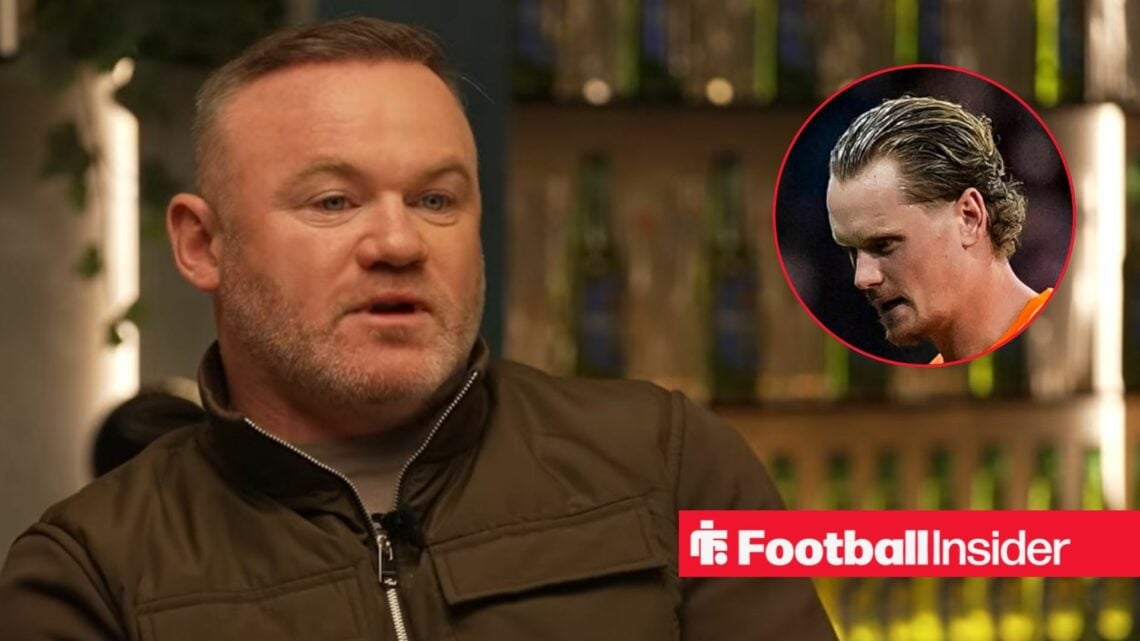 Former Man United striker Wayne Rooney with Tottenham goalkeeper Antonin Kinsky vs Atletico Madrid in March inset