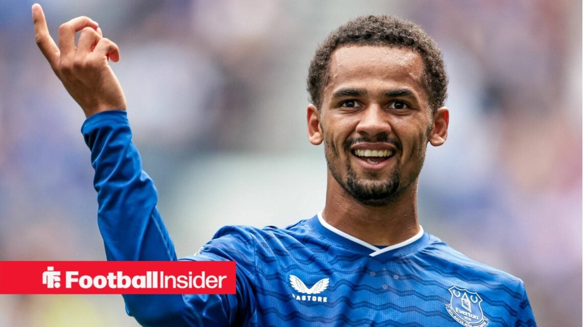 Everton forward Iliman Ndiaye celebrates