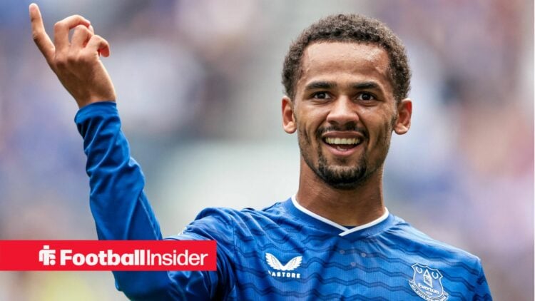 Everton forward Iliman Ndiaye celebrates