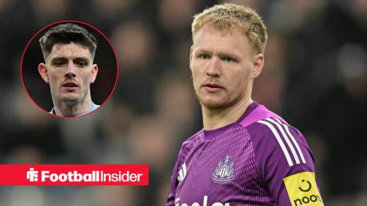 Newcastle United goalkeeper Aaron Ramsdale with Nick Pope inset