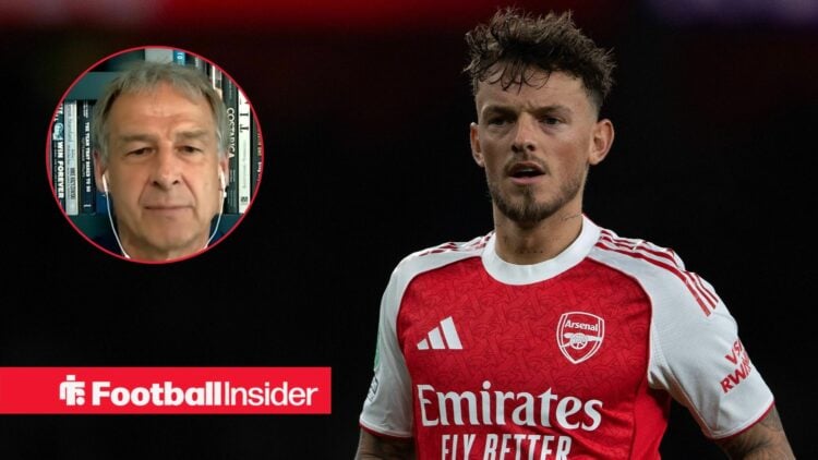 Arsenal defender Ben White with Jurgen Klinsmann inset