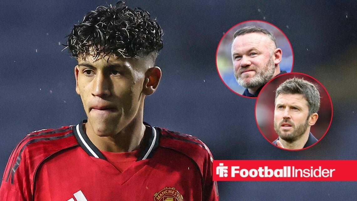 Man United youngster JJ Gabriel with Wayne Rooney and Michael Carrick inset