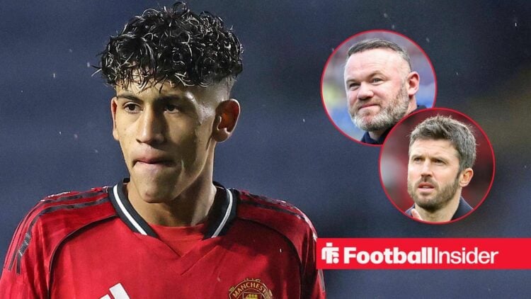 Man United youngster JJ Gabriel with Wayne Rooney and Michael Carrick inset