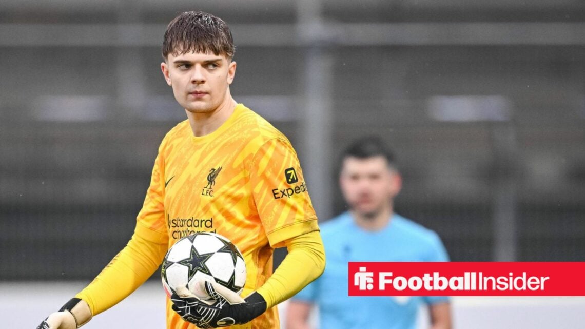 Kornel Misciur in Liverpool kit holding ball