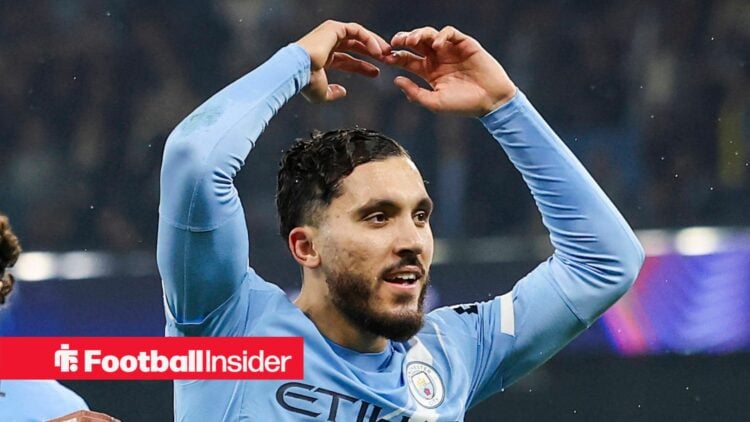 Man City midfielder Rayan Cherki celebrates