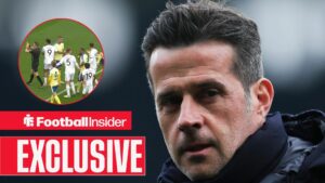 Fulham manager Marco Silva with screenshot from Fulham vs Southampton