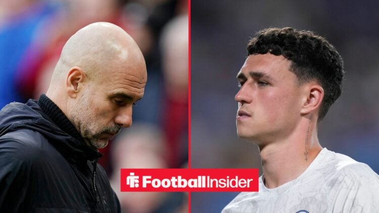 Man City manager Pep Guardiola and midfielder Phil Foden