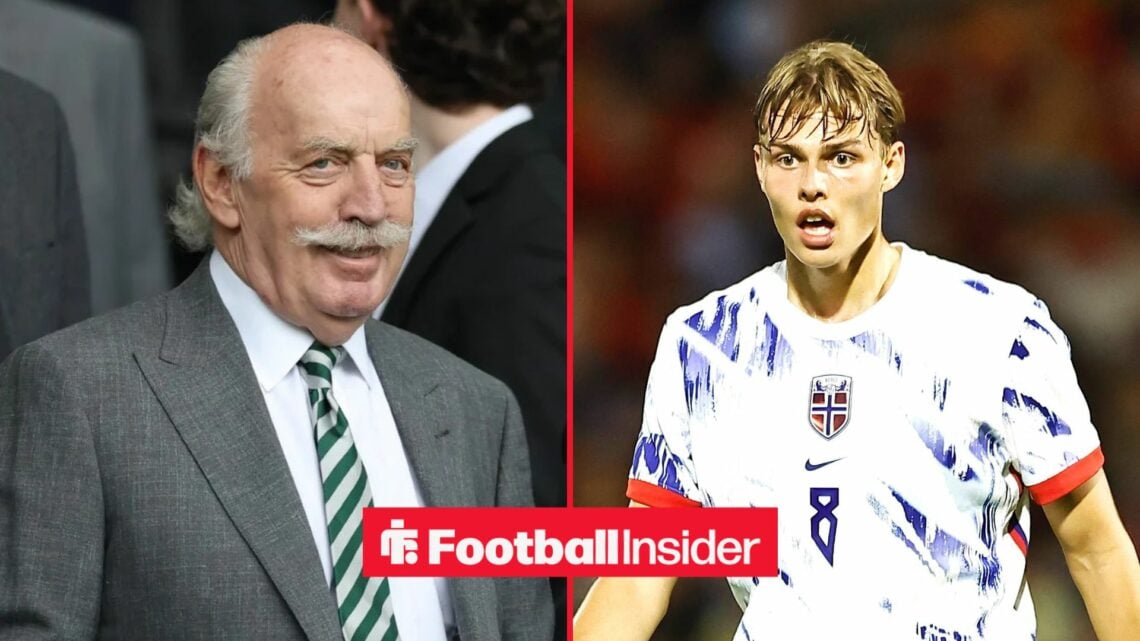 Dermot Desmond looking at Jens Hjerto-Dahl on right