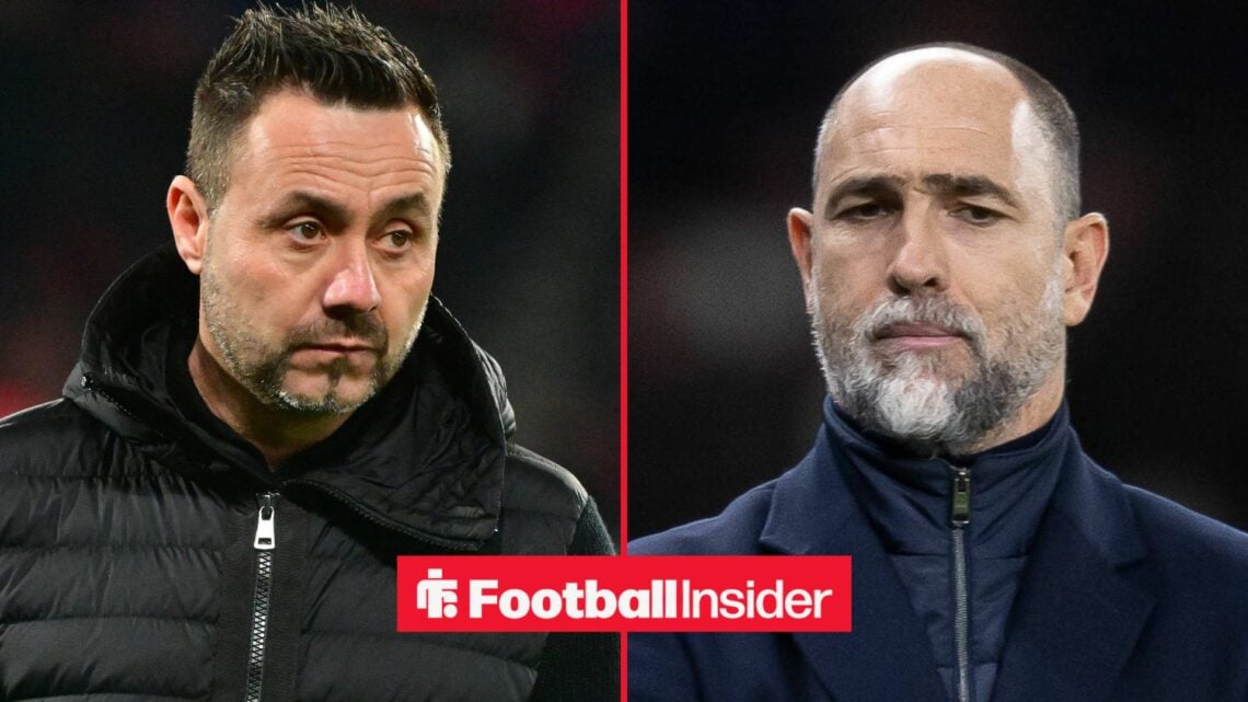 Former Tottenham interim manager Igor Tudor with former Brighton manager Roberto De Zerbi inset