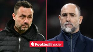 Former Tottenham interim manager Igor Tudor with former Brighton manager Roberto De Zerbi inset