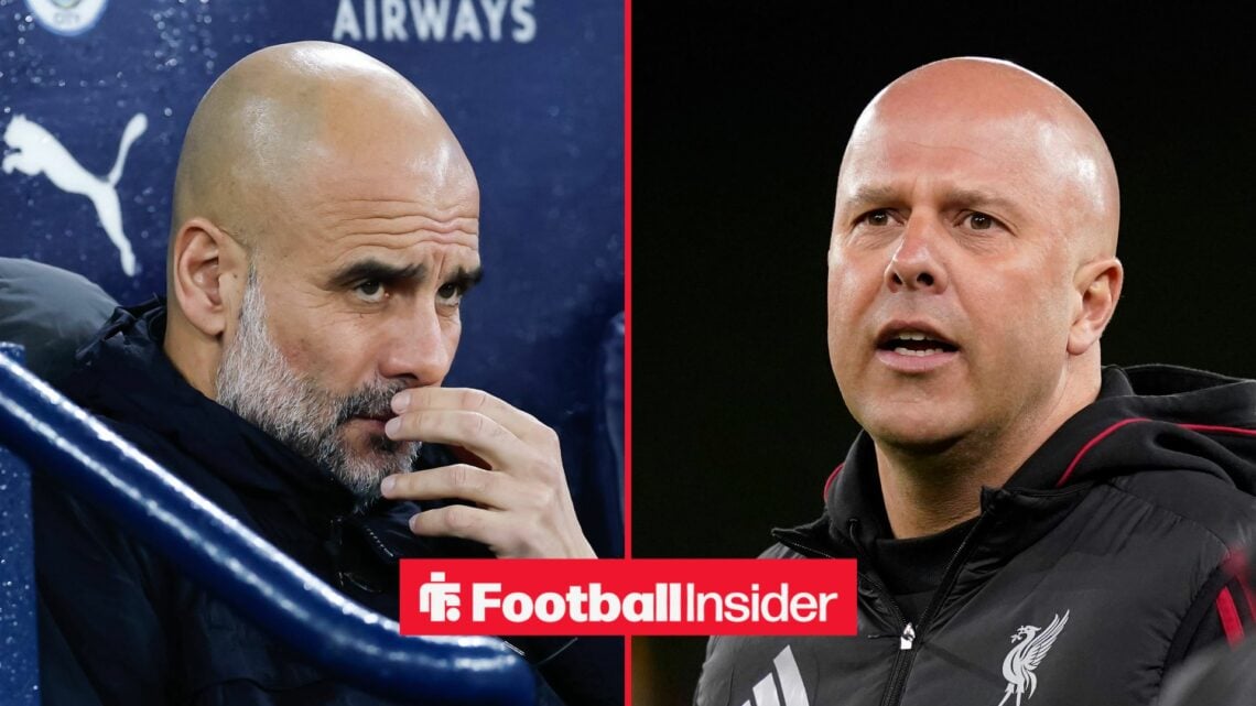 Man City manager Pep Guardiola with Liverpool manager Arne Slot