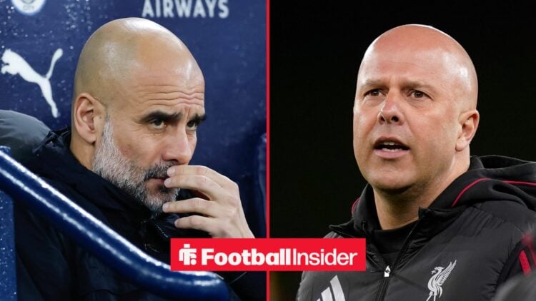 Man City manager Pep Guardiola with Liverpool manager Arne Slot