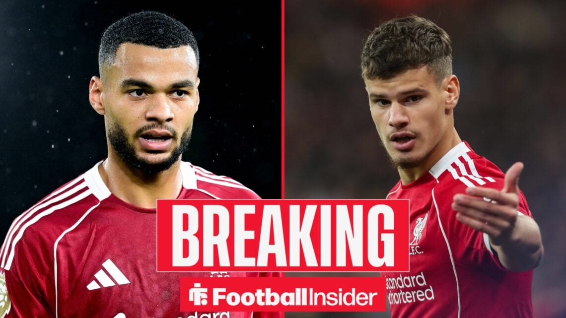 Cody Gakpo looking at Milos Kerkez on right