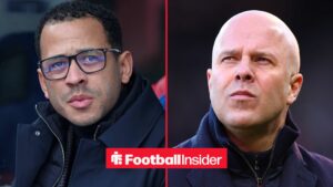 Chelsea manager Liam Rosenior with Liverpool manager Arne Slot