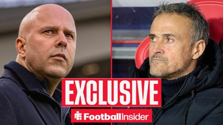 Liverpool manager Arne Slot with PSG manager Luis Enrique