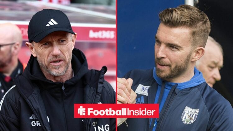 Leicester City manager Gary Rowett with West Brom interim manager James Morrison