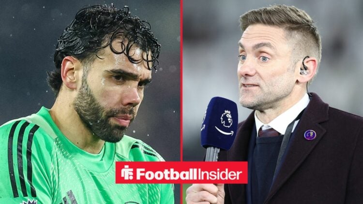 David Raya looking at Rb Green on right