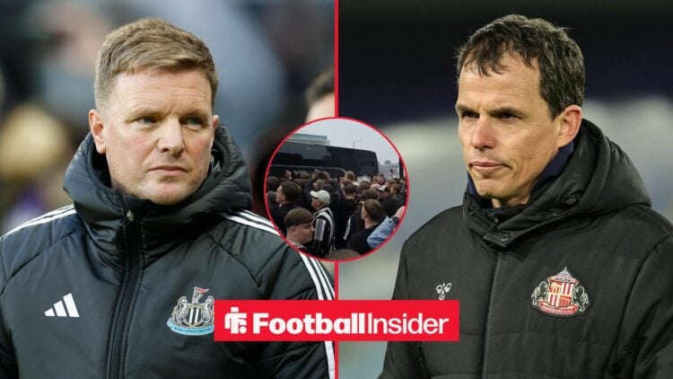 Newcastle United manager Eddie Howe with Sunderland manager Regis Le Bris