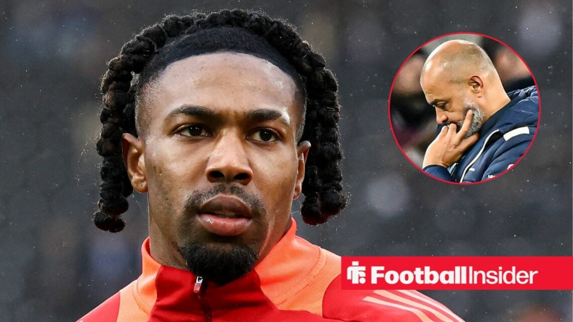 Adama Traore in action, with Nuno Espirito Santo in a circular inset