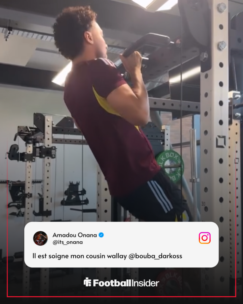 Amadou Onana shares footage of Boubacar Kamara's recovery at Aston Villa on 20 March, 2026