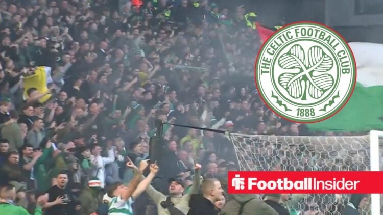 Celtic fans celebrating at Ibrox on 10 March, 2026