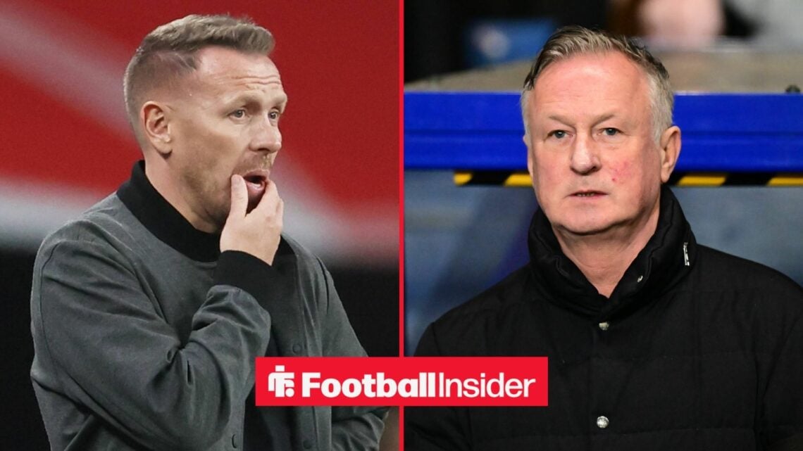 Wales manager Craig Bellamy scatches his chin on the touchline, as Northern Ireland boss Michael O'Neill features on the other side of a split image.