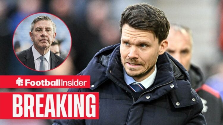 Danny Rohl on the sidelines at Rangers, with Andrew Cavenagh in a circular inset