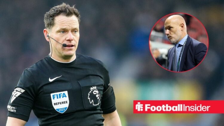 Referee Darren England / Head of the PGMOL, Howard Webb pitch-side