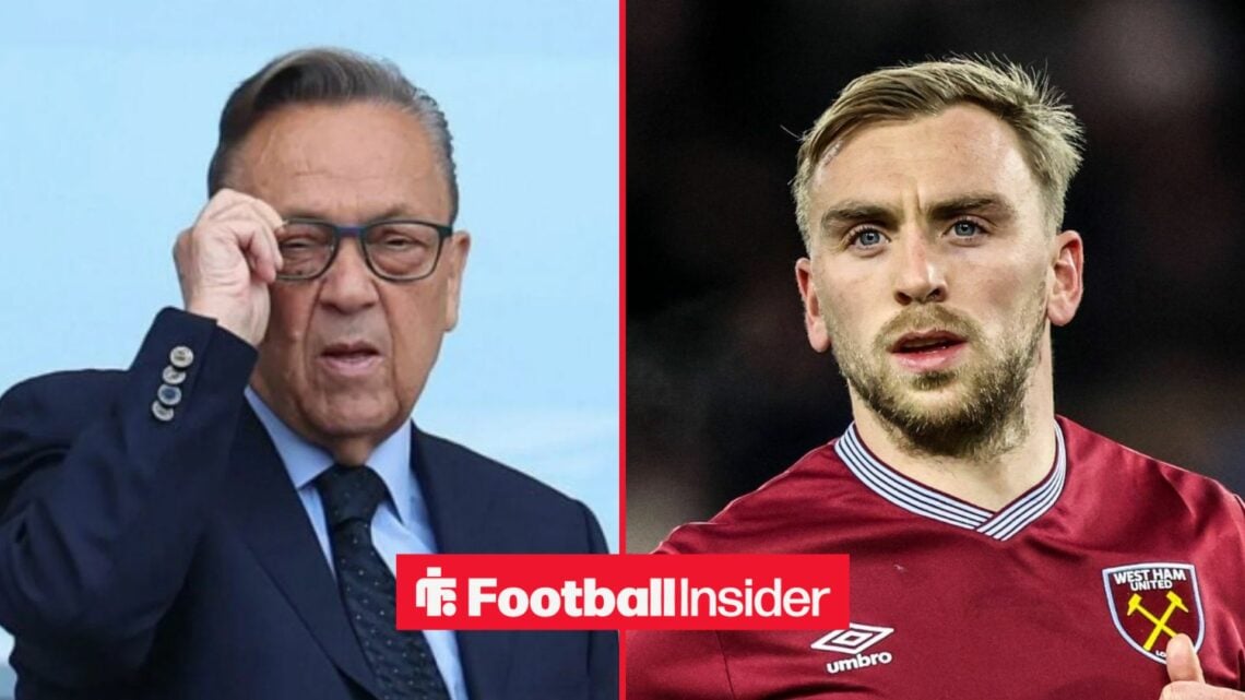 David Sullivan at the London Stadium, with Jarrod Bowen in action for West Ham