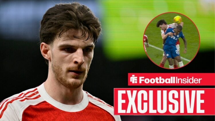 Declan Rice Arsenal during the Tottenham Hotspur V Arsenal Premier League match at the Tottenham Hotspur Stadium, London / Arsenal star clashes wit...