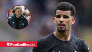 Dominic Solanke of Tottenham Hotspur during the Reading vs Tottenham Hotspur Pre Season Friendly match at the Select Car Leasing Stadium, Reading / Newcastle United Manager Eddie Howe during the Newcastle United FC v Chelsea FC English Premier League match at St.James Park, Newcastle, England, United Kingdom on 11 May 2025