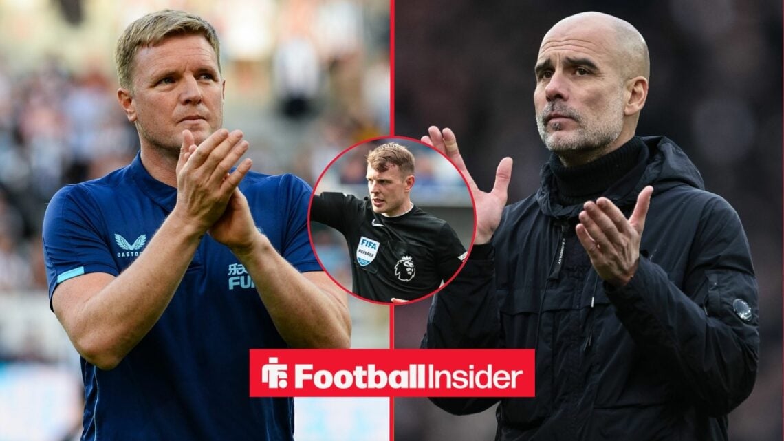 Newcastle United Head Coach Eddie Howe applauds the fans following the Premier League match between Newcastle United and Manchester City at St. Jam...