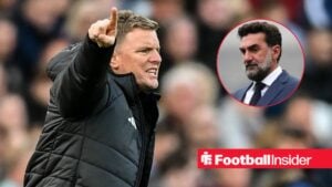 Eddie Howe with Yasir Al-Rumayyan included in a circular inset