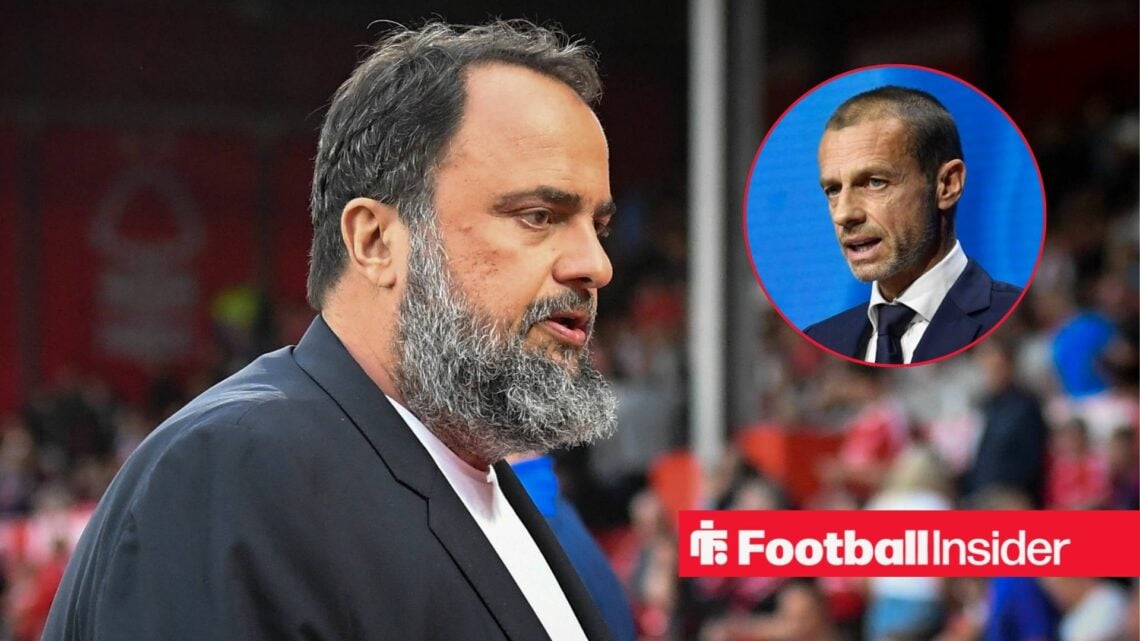 Evangelos Marinakis with Aleksander Ceferin included in a circular inset