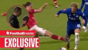 George Dobson's red-card challenge on Alejandro Garnacho at the SToK Cae Ras on 7 March, 2026